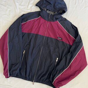 MIUMIU striped hooded loose long-sleeved jacket for women, blue and red, size S